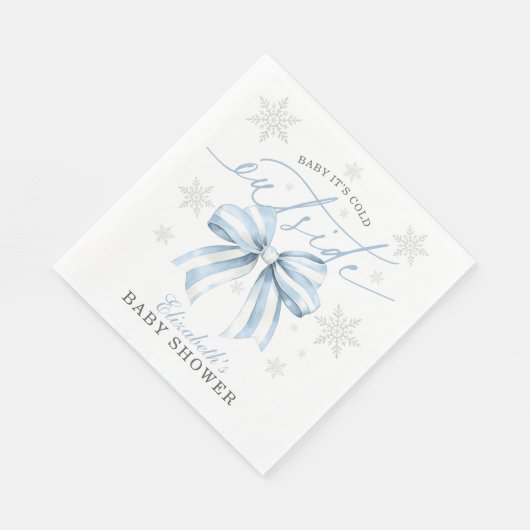 Baby It's Cold Outside Blue Bow Winter Baby Dusche Serviette (Ecke)