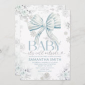 Baby It's Cold Outside Blue Bow Winter Baby Shower Einladung (Vorne/Hinten)