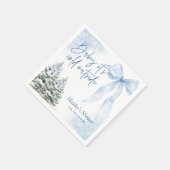 Baby Its Cold Outside, Blue Bow Winter Baby Shower Serviette (Ecke)
