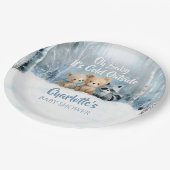 Baby it's cold outside Blue Forest Baby Shower Pappteller (Schrägansicht)