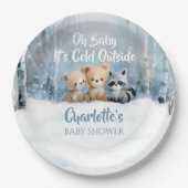 Baby it's cold outside Blue Forest Baby Shower Pappteller (Vorderseite)