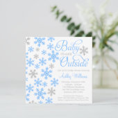 Baby It's Cold Outside Blue Gray Baby Dusche Einladung (Stehend Vorderseite)