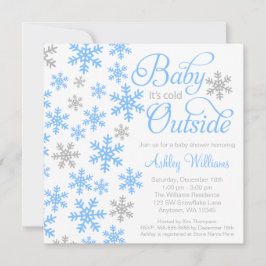 Baby It's Cold Outside Blue Gray Baby Dusche Einladung
