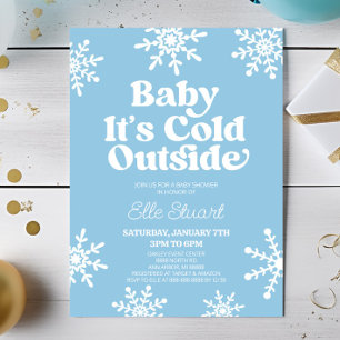 Baby It's Cold Outside Blue Snowflake Baby Shower Einladung