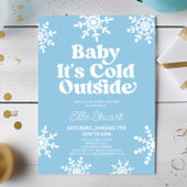 Baby It's Cold Outside Blue Snowflake Baby Shower Einladung