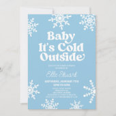 Baby It's Cold Outside Blue Snowflake Baby Shower Einladung (Vorderseite)