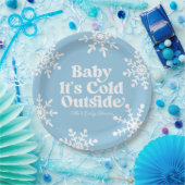 Baby It's Cold Outside Blue Snowflake Baby Shower Pappteller (Party)