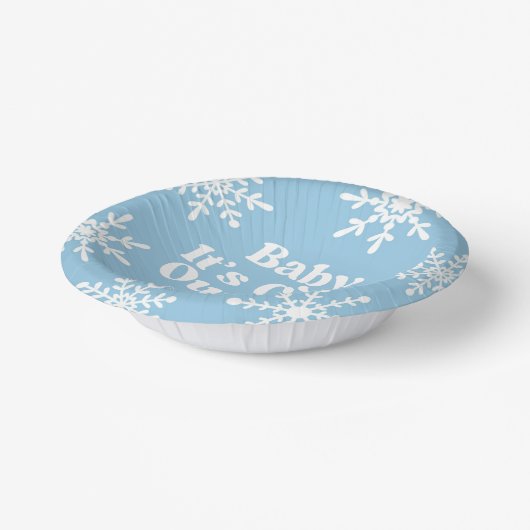 Baby It's Cold Outside Blue Snowflake Baby Shower Pappteller (Gewinkelt)