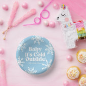 Baby It's Cold Outside Blue Snowflake Baby Shower Pappteller (Party)