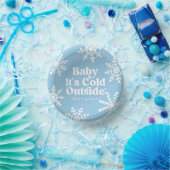 Baby It's Cold Outside Blue Snowflake Baby Shower Pappteller (Party)