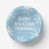 Baby It's Cold Outside Blue Snowflake Baby Shower Pappteller (Vorderseite)