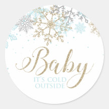 Baby It's Cold Outside Blue Snowflake Baby Shower