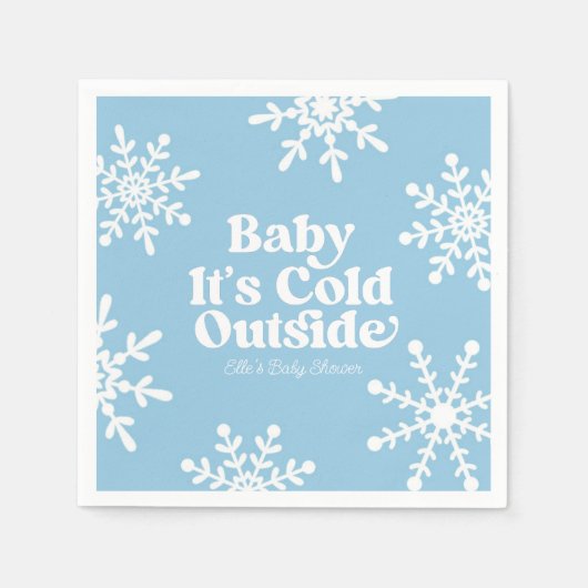 Baby It's Cold Outside Blue Snowflake Baby Shower Serviette (Vorderseite)