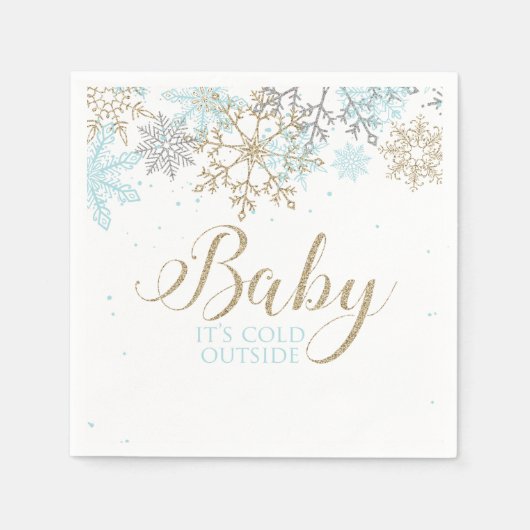 Baby It's Cold Outside Blue Snowflake Baby Shower Serviette (Vorderseite)