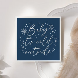 Baby It's Cold Outside Blue Snowflake Baby Shower Serviette