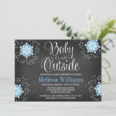 Baby It's Cold Outside Blue Snowflakes Baby Dusche Einladung (Stehend Vorderseite)