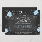 Baby It's Cold Outside Blue Snowflakes Baby Dusche Einladung (Vorne/Hinten)