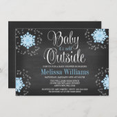 Baby It's Cold Outside Blue Snowflakes Baby Dusche Einladung (Vorne/Hinten)