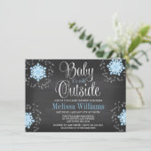 Baby It's Cold Outside Blue Snowflakes Baby Dusche Einladung (Stehend Vorderseite)