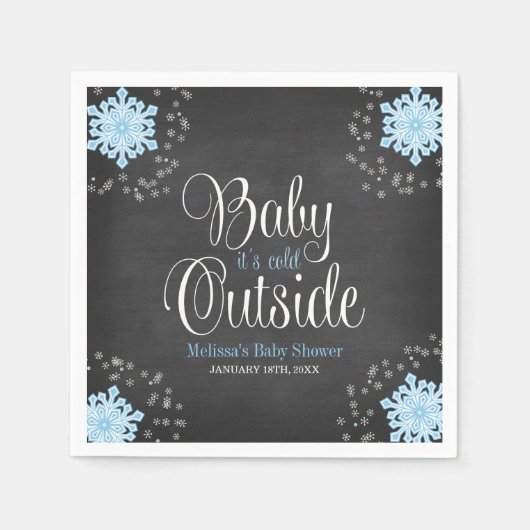 Baby It's Cold Outside Blue Snowflakes Baby Dusche Serviette (Vorderseite)