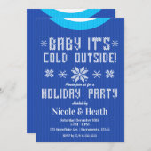 Baby It's Cold Outside Blue Sweater Holiday Party Einladung (Vorne/Hinten)