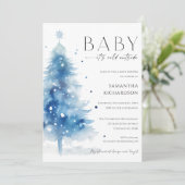 Baby it's cold outside blue white boy baby shower einladung (Stehend Vorderseite)