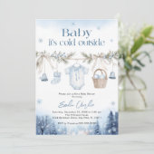 Baby it's Cold Outside Boy Baby Shower Einladung (Stehend Vorderseite)