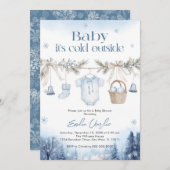 Baby it's Cold Outside Boy Baby Shower Einladung (Vorne/Hinten)