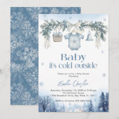 Baby it's Cold Outside Boy clothesline Baby Shower Einladung (Vorne/Hinten)