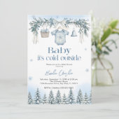 Baby it's Cold Outside Boy clothesline Baby Shower Einladung (Stehend Vorderseite)