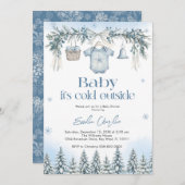 Baby it's Cold Outside Boy clothesline Baby Shower Einladung (Vorne/Hinten)