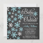 Baby It's Cold Outside Chalkboard Blue Baby Dusche Einladung (Vorderseite)