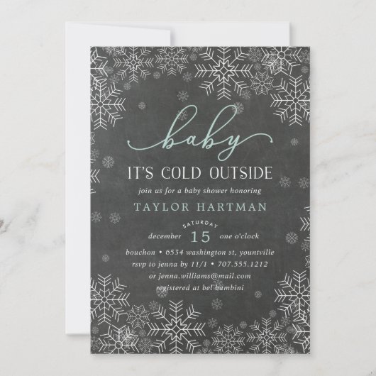 Baby It's Cold Outside Chalkboard Dusche einladen Einladung (Vorderseite)