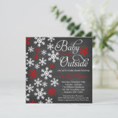 Baby It's Cold Outside Chalkboard Red Baby Dusche Einladung (Stehend Vorderseite)