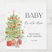 Baby It's Cold Outside Christmas Baby Dusche Gefal Weinetikett (Einzelnes Label)