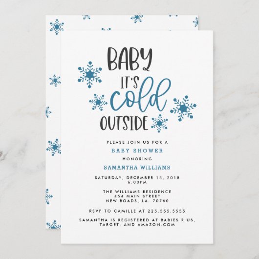 Baby It's Cold Outside Christmas Baby Shower Invit Einladung (Vorne/Hinten)