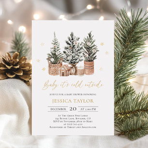Baby It's Cold Outside Christmas Trees Baby Shower Einladung