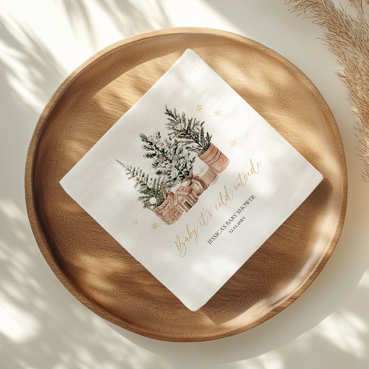 Baby It's Cold Outside Christmas Trees Baby Shower Serviette