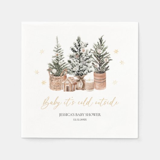 Baby It's Cold Outside Christmas Trees Baby Shower Serviette (Vorderseite)