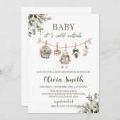 Baby Its Cold Outside Clothest Line Baby Shower Einladung (Vorne/Hinten)