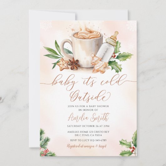 Baby It's Cold Outside Cosy Winter Baby Dusche Einladung (Vorderseite)