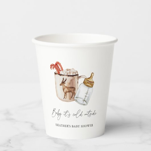 Baby It's Cold Outside Cosy Winter Baby Dusche Pappbecher (Vorderseite)