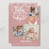 Baby It's Cold Outside Foto Girl Holiday Birth Ankündigung (Vorne/Hinten)