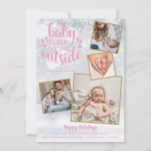 Baby It's Cold Outside Foto Girl Winter Birth Ankündigung
