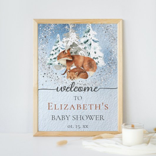 Baby It's Cold Outside Foxes Baby Shower Willkomme Poster