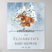 Baby It's Cold Outside Foxes Baby Shower Willkomme Poster (Vorne)