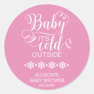 Baby It's Cold Outside Girls Baby Shower Sticker