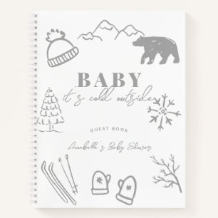 Baby It's Cold Outside Graue Babyparty-Gästebuch Notizblock
