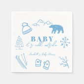 Baby It's Cold Outside Hand-drawn Blue Baby Shower Serviette (Vorderseite)
