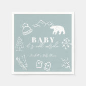 Baby It's Cold Outside Hand-drawn Blue Baby Shower Serviette (Vorderseite)